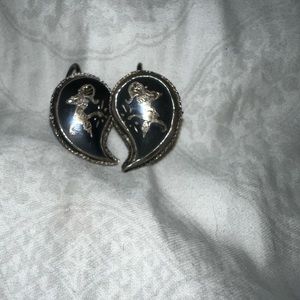 Vintage Siam sterling screws back earrings